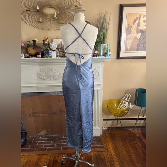 Shona Joy La Lune Asymmetrical Bias Cowl Midi Dress in Blue Smoke size 4 - Picture 9 of 15